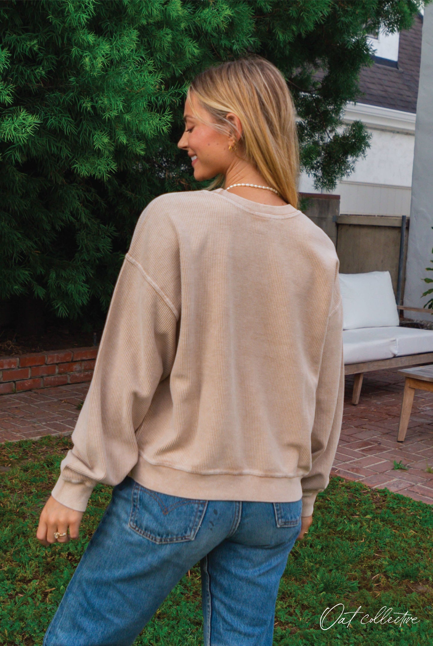 ROCKIN' AROUND Cropped Thermal Vintage Pullover