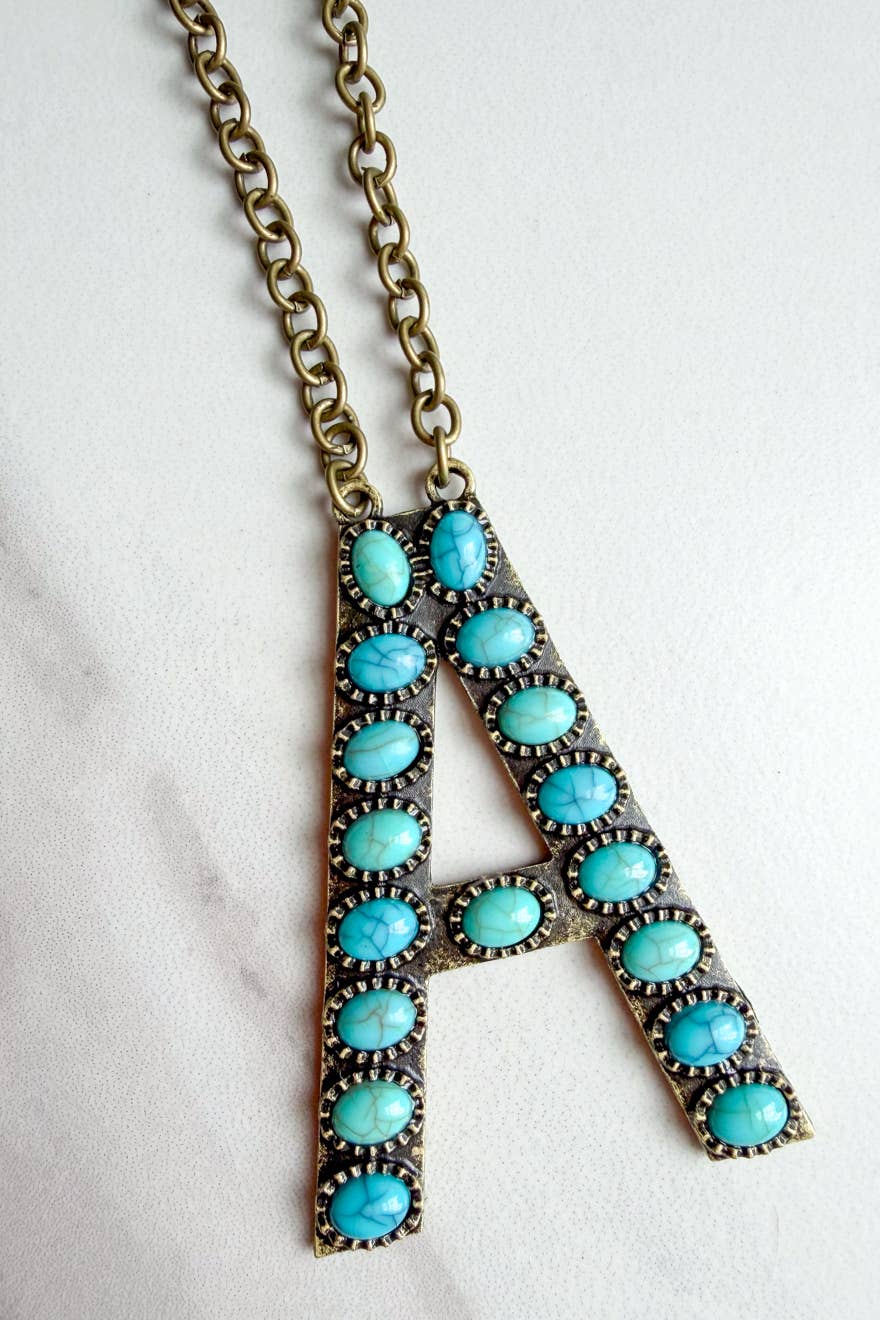 Blaze Initial Necklace- Bronze