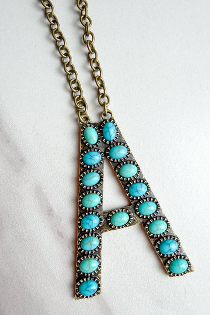 Blaze Initial Necklace- Bronze