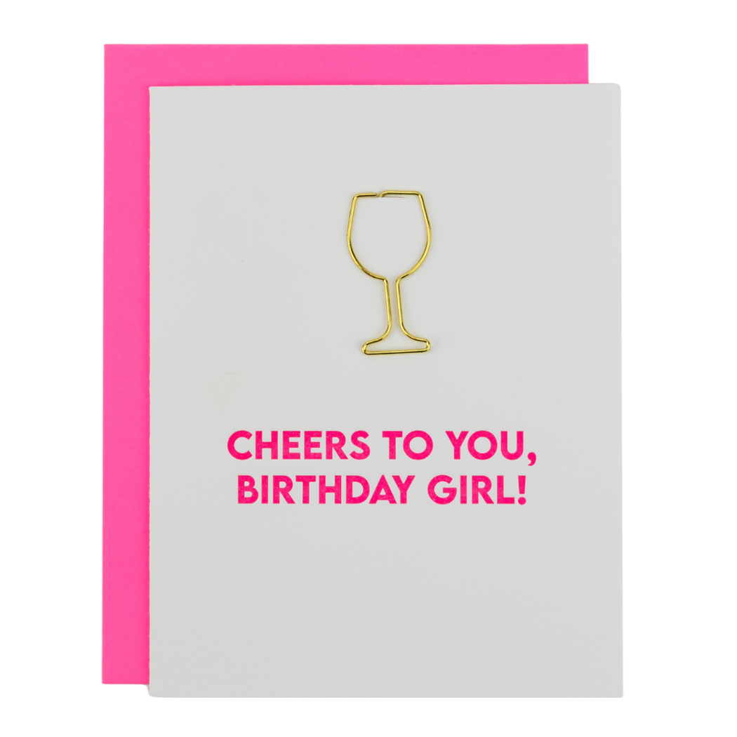 Cheers To You Birthday Girl - Wine Glass - Birthday Card