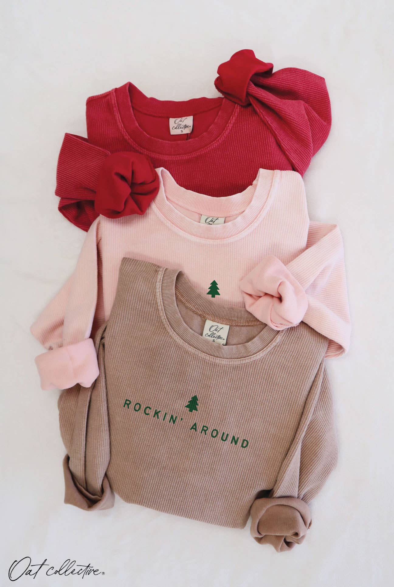 ROCKIN' AROUND Cropped Thermal Vintage Pullover