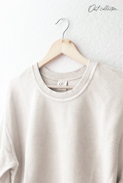 ROCKIN' AROUND Cropped Thermal Vintage Pullover