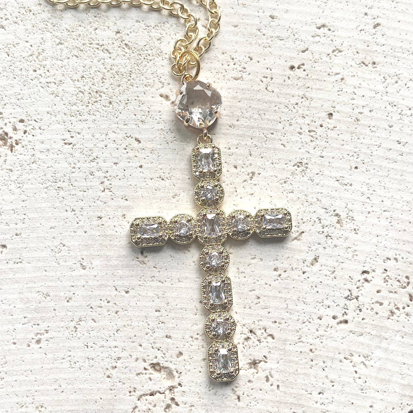 Cross Crystal Necklace Religious Jewelry Faith Boutique