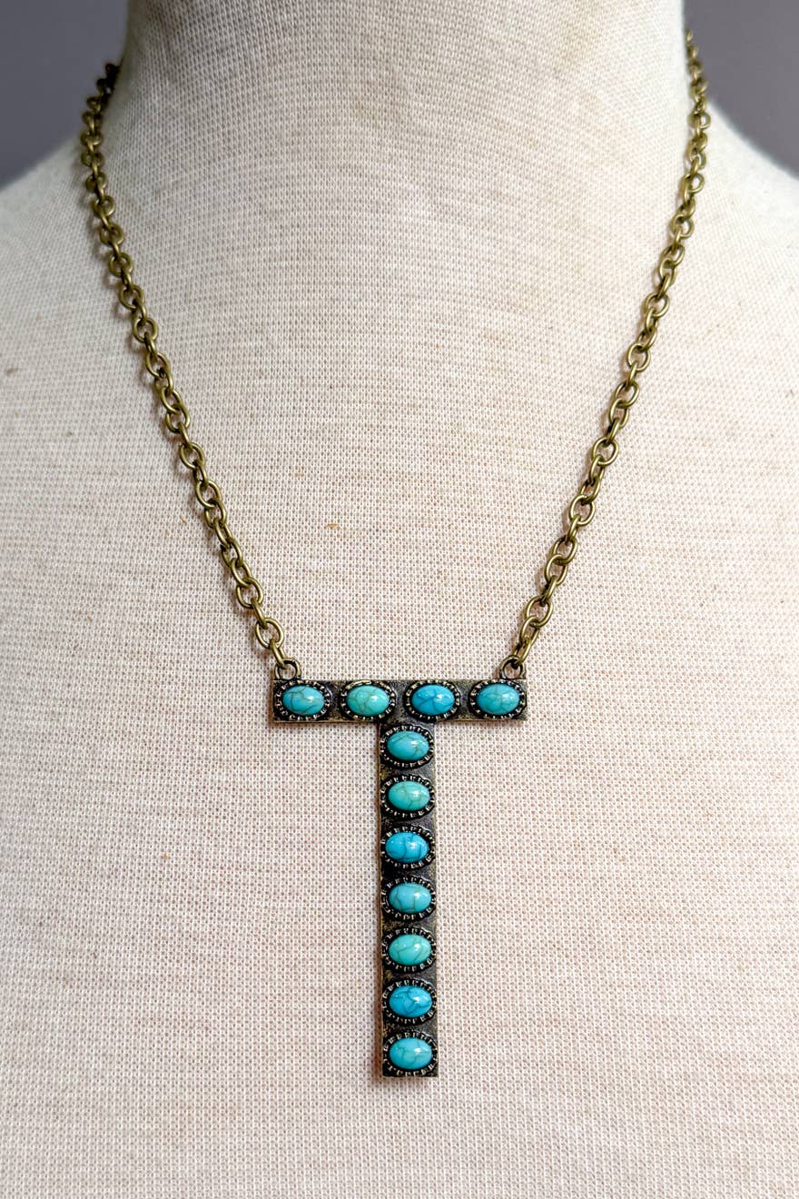 Blaze Initial Necklace- Bronze