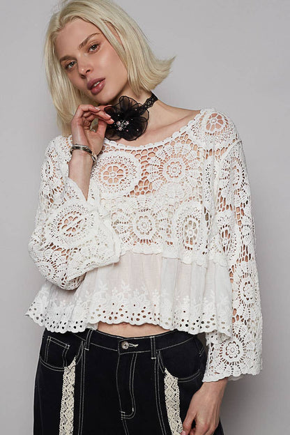 Floral Eyelet Crochet Top