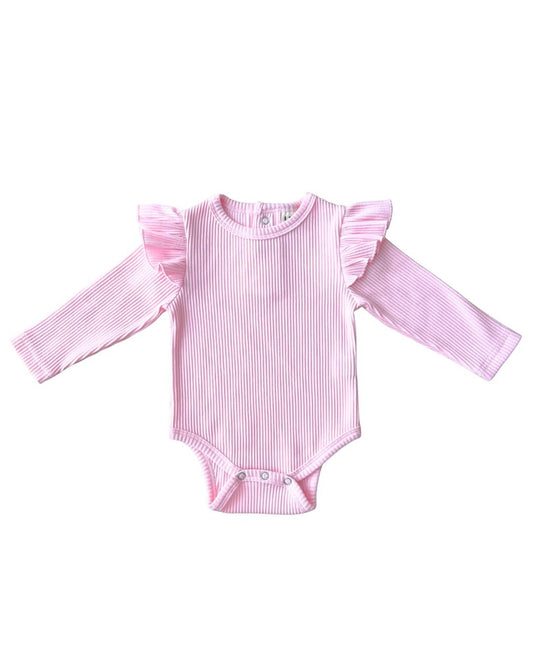 Flutter Sleeve Baby Bodysuit - Pink