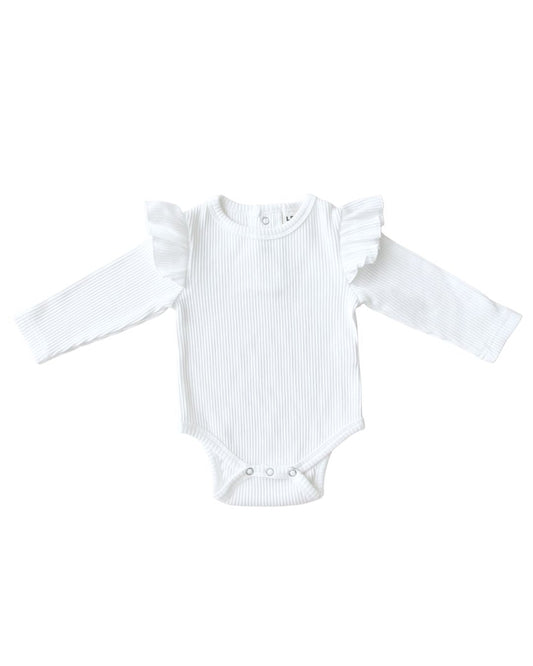 Flutter Sleeve Bodysuit - White