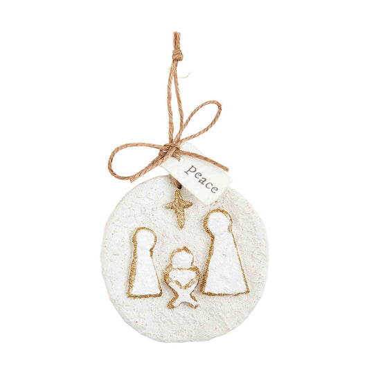 Nativity Paper Maché Glitter Ornament