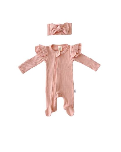 Organic Zip Footie Set - Pink