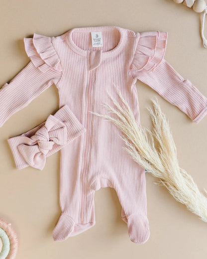 Organic Zip Footie Set - Pink