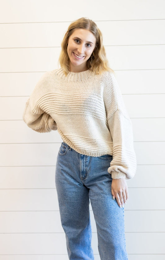 Chunky Crop Sweater - Oatmeal