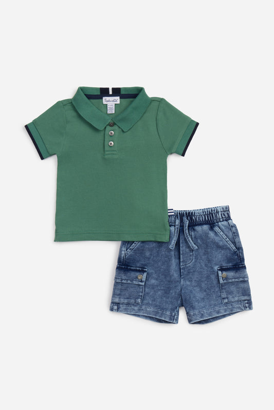 CARGO INDIGO SHORT SET