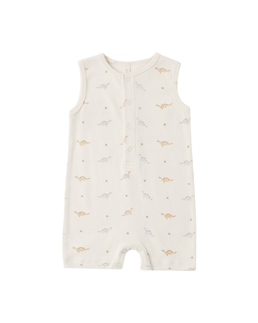 RIBBED HENLEY ROMPER DINOS