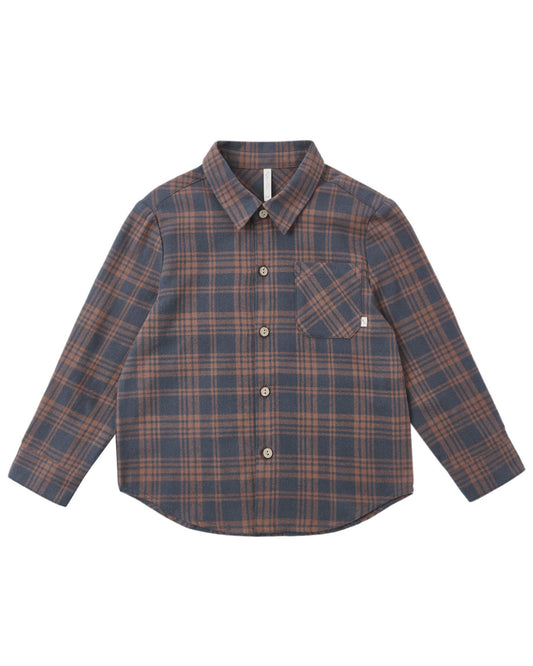 COLLARED LONG SLEEVE SHIRT MIDNIGHT PLAID