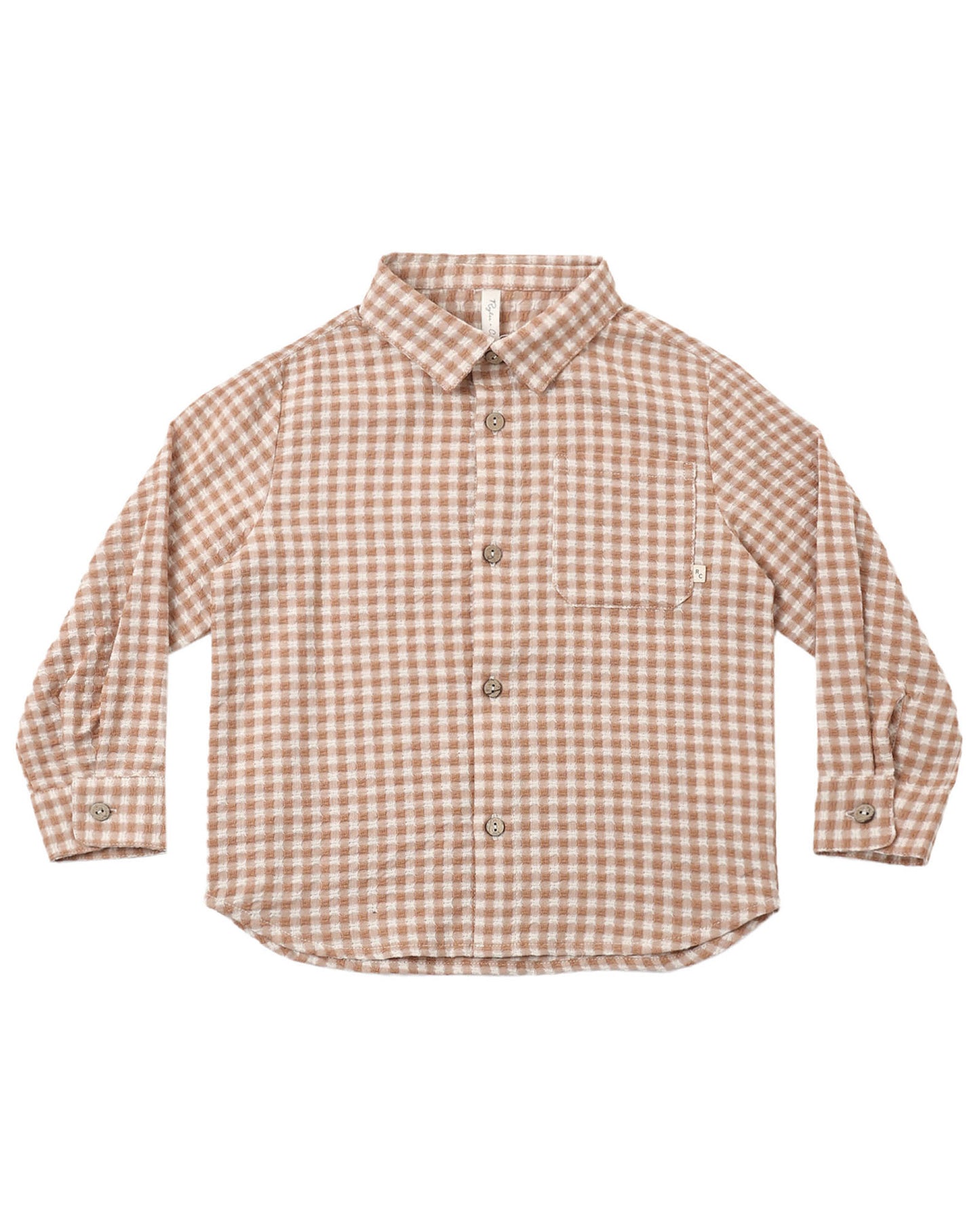 COLLARED LONG SLEEVE SHIRT FAWN GINGHAM