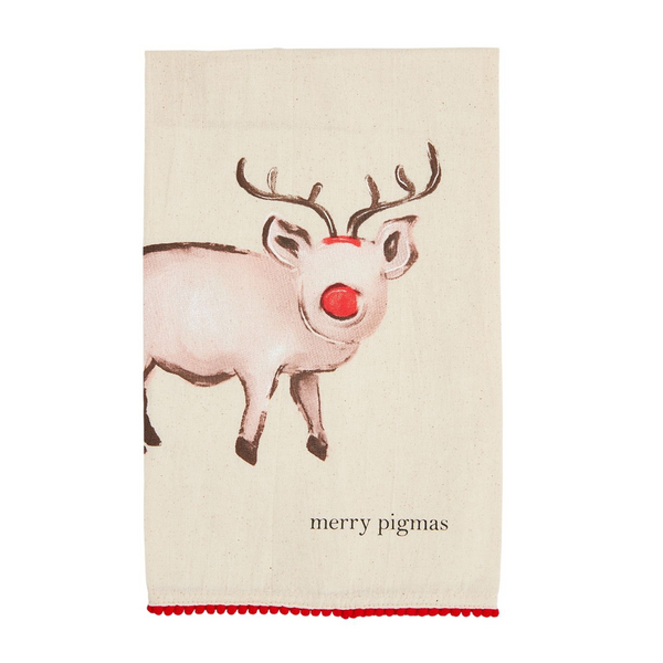 Pig Christmas Pom Towel