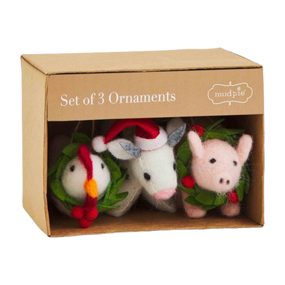 Boxed Farm Felt Ornaments