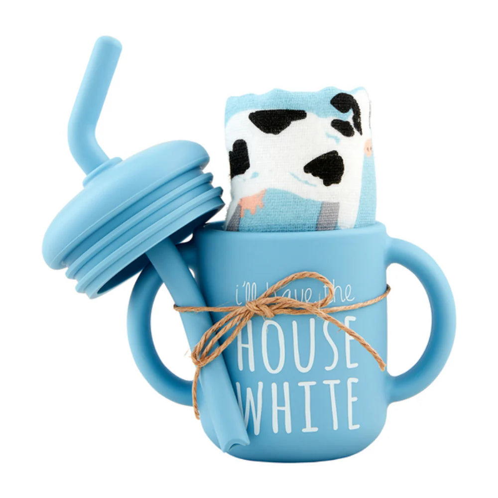 Farm Silicone Cup & Bib Set - Blue